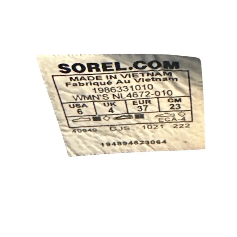 Sorel Explorer Blitz Stride Black White Camo Sneaker Women Size 6  NL4672-010